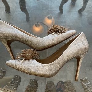 Michael Kors gold and cream heels